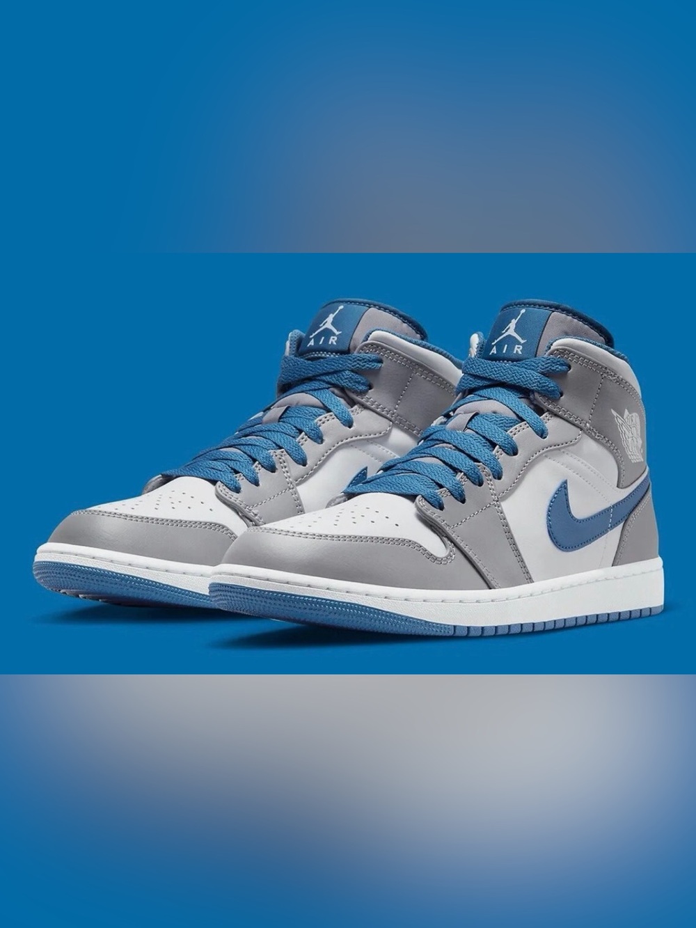 Nike Air Jordan 1 Mid Men's Shoes - Gray/Blue